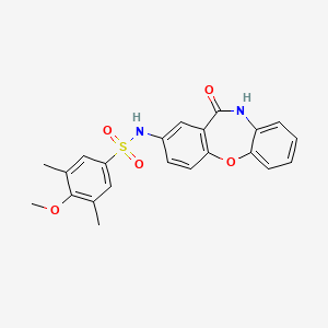 molecular formula C22H20N2O5S B2590751 4-methoxy-3,5-dimethyl-N-(11-oxo-10,11-dihydrodibenzo[b,f][1,4]oxazepin-2-yl)benzenesulfonamide CAS No. 922137-68-6