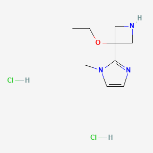 molecular formula C9H17Cl2N3O B2590761 2-(3-Ethoxyazetidin-3-yl)-1-methyl-1H-imidazole dihydrochloride CAS No. 2230807-38-0