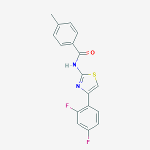molecular formula C17H12F2N2OS B259077 N-[4-(2,4-difluorophenyl)-1,3-thiazol-2-yl]-4-methylbenzamide 