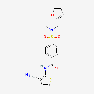 molecular formula C18H15N3O4S2 B2590774 N-(3-cyanothiophen-2-yl)-4-[furan-2-ylmethyl(methyl)sulfamoyl]benzamide CAS No. 899983-01-8
