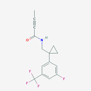 B2590777 N-[[1-[3-Fluoro-5-(trifluoromethyl)phenyl]cyclopropyl]methyl]but-2-ynamide CAS No. 2411274-53-6