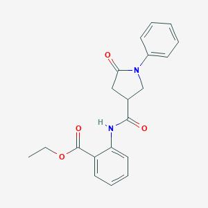molecular formula C20H20N2O4 B259079 Ethyl 2-{[(5-oxo-1-phenyl-3-pyrrolidinyl)carbonyl]amino}benzoate 