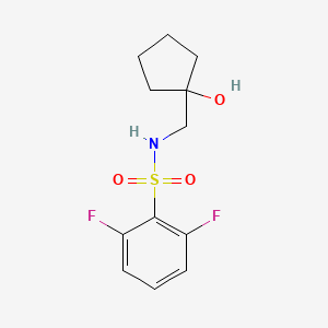 molecular formula C12H15F2NO3S B2590793 2,6-二氟-N-((1-羟基环戊基)甲基)苯磺酰胺 CAS No. 1235266-56-4