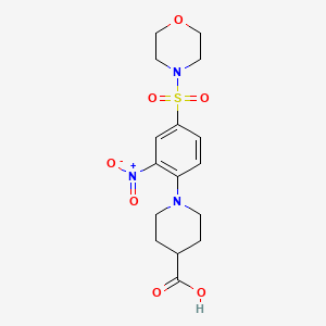 molecular formula C16H21N3O7S B2590797 1-[4-(吗啉-4-磺酰基)-2-硝基苯基]哌啶-4-羧酸 CAS No. 726151-51-5