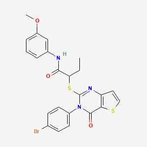 molecular formula C23H20BrN3O3S2 B2590800 2-((3-(4-bromophenyl)-4-oxo-3,4-dihydrothieno[3,2-d]pyrimidin-2-yl)thio)-N-(3-methoxyphenyl)butanamide CAS No. 1798671-92-7