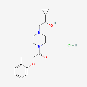 molecular formula C18H27ClN2O3 B2590818 1-(4-(2-Cyclopropyl-2-hydroxyethyl)piperazin-1-yl)-2-(o-tolyloxy)ethanone hydrochloride CAS No. 1396675-74-3