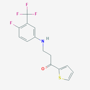 molecular formula C14H11F4NOS B259082 3-[4-Fluoro-3-(trifluoromethyl)anilino]-1-thiophen-2-ylpropan-1-one 