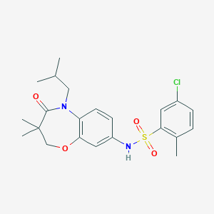 molecular formula C22H27ClN2O4S B2590821 5-chloro-N-(5-isobutyl-3,3-dimethyl-4-oxo-2,3,4,5-tetrahydrobenzo[b][1,4]oxazepin-8-yl)-2-methylbenzenesulfonamide CAS No. 921993-39-7