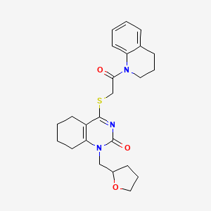 molecular formula C24H29N3O3S B2590834 4-((2-(3,4-dihydroquinolin-1(2H)-yl)-2-oxoethyl)thio)-1-((tetrahydrofuran-2-yl)methyl)-5,6,7,8-tetrahydroquinazolin-2(1H)-one CAS No. 899951-82-7