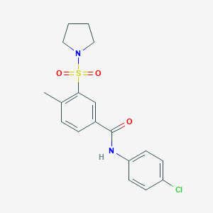 molecular formula C18H19ClN2O3S B259084 N-(4-chlorophenyl)-4-methyl-3-(pyrrolidin-1-ylsulfonyl)benzamide 