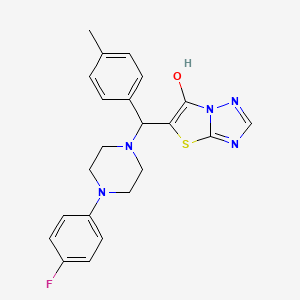 molecular formula C22H22FN5OS B2590845 5-((4-(4-Fluorophenyl)piperazin-1-yl)(p-tolyl)methyl)thiazolo[3,2-b][1,2,4]triazol-6-ol CAS No. 868219-53-8