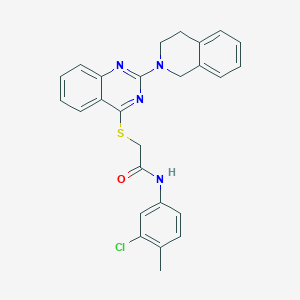 molecular formula C26H23ClN4OS B2590854 N-(3-氯-4-甲基苯基)-2-((2-(3,4-二氢异喹啉-2(1H)-基)喹唑啉-4-基)硫代)乙酰胺 CAS No. 1115407-73-2