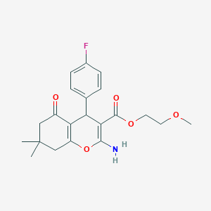 2-methoxyethyl 2-amino-4-(4-fluorophenyl)-7,7-dimethyl-5-oxo-5,6,7,8-tetrahydro-4H-chromene-3-carboxylate