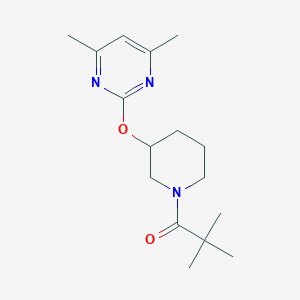 molecular formula C16H25N3O2 B2590861 1-(3-((4,6-Dimethylpyrimidin-2-yl)oxy)piperidin-1-yl)-2,2-dimethylpropan-1-one CAS No. 2097888-98-5