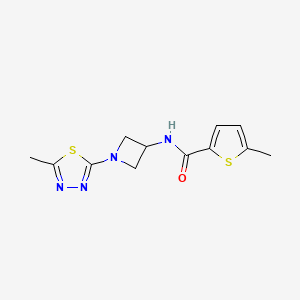 molecular formula C12H14N4OS2 B2590862 5-Methyl-N-[1-(5-methyl-1,3,4-thiadiazol-2-yl)azetidin-3-yl]thiophene-2-carboxamide CAS No. 2415583-04-7