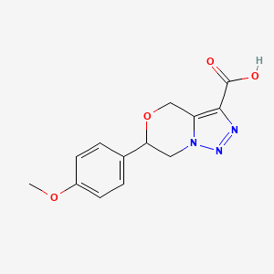 molecular formula C13H13N3O4 B2590892 6-(4-methoxyphenyl)-6,7-dihydro-4H-[1,2,3]triazolo[5,1-c][1,4]oxazine-3-carboxylic acid CAS No. 1416345-12-4