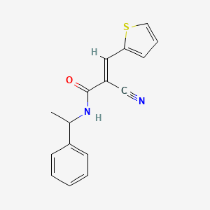 molecular formula C16H14N2OS B2590899 (2E)-2-cyano-N-(1-phenylethyl)-3-(thiophen-2-yl)prop-2-enamide CAS No. 365442-91-7