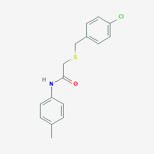 molecular formula C16H16ClNOS B259092 2-[(4-chlorobenzyl)sulfanyl]-N-(4-methylphenyl)acetamide 