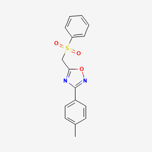molecular formula C16H14N2O3S B2590934 5-((苯磺酰基)甲基)-3-(对甲苯基)-1,2,4-恶二唑 CAS No. 1105223-75-3