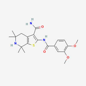 molecular formula C21H27N3O4S B2590938 2-(3,4-二甲氧基苯甲酰胺)-5,5,7,7-四甲基-4,5,6,7-四氢噻吩并[2,3-c]吡啶-3-甲酰胺 CAS No. 887898-39-7