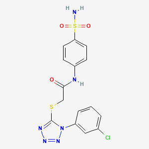 molecular formula C15H13ClN6O3S2 B2590945 2-((1-(3-氯苯基)-1H-四唑-5-基)硫代)-N-(4-磺酰苯基)乙酰胺 CAS No. 874467-38-6