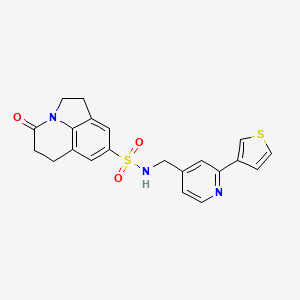 molecular formula C21H19N3O3S2 B2590946 4-氧代-N-((2-(噻吩-3-基)吡啶-4-基)甲基)-2,4,5,6-四氢-1H-吡咯并[3,2,1-ij]喹啉-8-磺酰胺 CAS No. 2034449-69-7