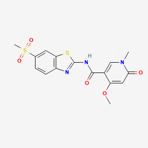 molecular formula C16H15N3O5S2 B2590948 4-甲氧基-1-甲基-N-(6-(甲磺酰基)苯并[d]噻唑-2-基)-6-氧代-1,6-二氢吡啶-3-甲酰胺 CAS No. 2034618-14-7