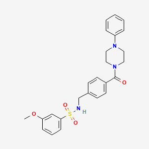 molecular formula C25H27N3O4S B2590950 3-甲氧基-N-(4-(4-苯基哌嗪-1-甲酰)苯甲基)苯磺酰胺 CAS No. 690245-63-7