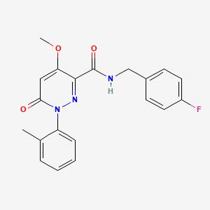 molecular formula C20H18FN3O3 B2590968 N-[(4-fluorophenyl)methyl]-4-methoxy-1-(2-methylphenyl)-6-oxopyridazine-3-carboxamide CAS No. 941969-26-2