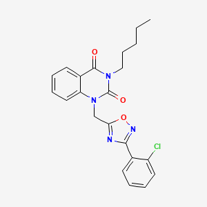 molecular formula C22H21ClN4O3 B2590972 1-((3-(2-chlorophenyl)-1,2,4-oxadiazol-5-yl)methyl)-3-pentylquinazoline-2,4(1H,3H)-dione CAS No. 1206985-74-1