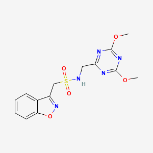 molecular formula C14H15N5O5S B2590988 1-(苯并[d]异恶唑-3-基)-N-((4,6-二甲氧基-1,3,5-三嗪-2-基)甲基)甲磺酰胺 CAS No. 2034522-61-5