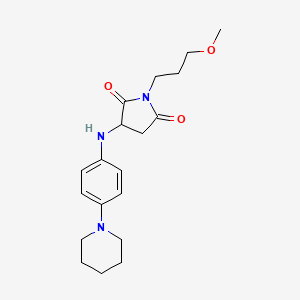 molecular formula C19H27N3O3 B2590992 1-(3-Methoxypropyl)-3-((4-(piperidin-1-yl)phenyl)amino)pyrrolidine-2,5-dione CAS No. 1009270-29-4