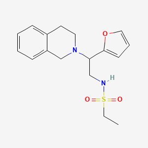 molecular formula C17H22N2O3S B2591001 N-(2-(3,4-二氢异喹啉-2(1H)-基)-2-(呋喃-2-基)乙基)乙磺酰胺 CAS No. 898433-21-1