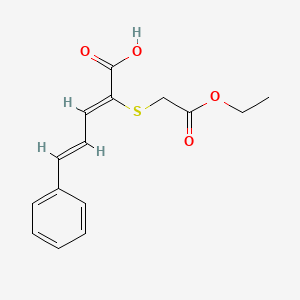 molecular formula C15H16O4S B2591003 (2Z,4E)-2-[(乙氧羰基)甲硫基]-5-苯基戊-2,4-二烯酸 CAS No. 898638-23-8