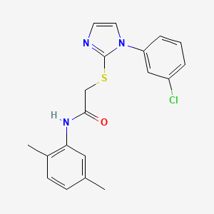 molecular formula C19H18ClN3OS B2591012 2-((1-(3-氯苯基)-1H-咪唑-2-基)硫代)-N-(2,5-二甲苯基)乙酰胺 CAS No. 851078-90-5