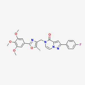 B2591014 2-(4-fluorophenyl)-5-((5-methyl-2-(3,4,5-trimethoxyphenyl)oxazol-4-yl)methyl)pyrazolo[1,5-a]pyrazin-4(5H)-one CAS No. 1359207-55-8