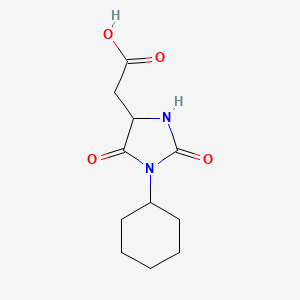molecular formula C11H16N2O4 B2591032 (1-Cyclohexyl-2,5-dioxo-imidazolidin-4-yl)-acetic acid CAS No. 1008075-30-6