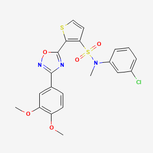 molecular formula C21H18ClN3O5S2 B2591039 N-(3-chlorophenyl)-2-[3-(3,4-dimethoxyphenyl)-1,2,4-oxadiazol-5-yl]-N-methylthiophene-3-sulfonamide CAS No. 1251597-76-8