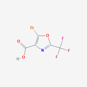 molecular formula C5HBrF3NO3 B2591047 5-溴-2-(三氟甲基)-1,3-恶唑-4-羧酸 CAS No. 1240605-58-6