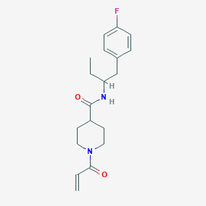 molecular formula C19H25FN2O2 B2591056 N-[1-(4-Fluorophenyl)butan-2-yl]-1-prop-2-enoylpiperidine-4-carboxamide CAS No. 2361886-35-1