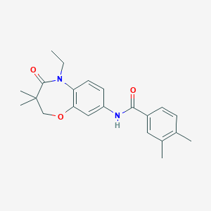 molecular formula C22H26N2O3 B2591058 N-(5-ethyl-3,3-dimethyl-4-oxo-2,3,4,5-tetrahydrobenzo[b][1,4]oxazepin-8-yl)-3,4-dimethylbenzamide CAS No. 921562-93-8