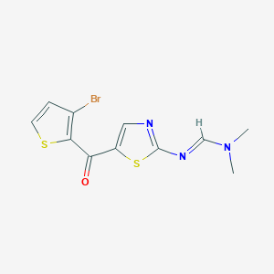 molecular formula C11H10BrN3OS2 B2591076 (E)-N'-[5-(3-bromothiophene-2-carbonyl)-1,3-thiazol-2-yl]-N,N-dimethylmethanimidamide CAS No. 865659-23-0