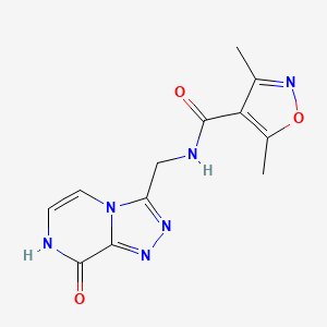 molecular formula C12H12N6O3 B2591078 N-((8-hydroxy-[1,2,4]triazolo[4,3-a]pyrazin-3-yl)methyl)-3,5-dimethylisoxazole-4-carboxamide CAS No. 2034367-82-1