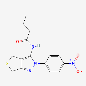 molecular formula C15H16N4O3S B2591081 N-[2-(4-硝基苯基)-4,6-二氢噻吩并[3,4-c]吡唑-3-基]丁酰胺 CAS No. 396723-33-4