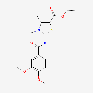 molecular formula C17H20N2O5S B2591083 ethyl (2Z)-2-[(3,4-dimethoxybenzoyl)imino]-3,4-dimethyl-2,3-dihydro-1,3-thiazole-5-carboxylate CAS No. 476628-22-5