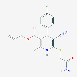 molecular formula C19H18ClN3O3S B2591087 6-((2-氨基-2-氧代乙基)硫代)-4-(4-氯苯基)-5-氰基-2-甲基-1,4-二氢吡啶-3-羧酸烯丙酯 CAS No. 489442-76-4