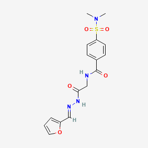 molecular formula C16H18N4O5S B2591092 (E)-4-(N,N-二甲基磺酰胺基)-N-(2-(2-(呋喃-2-基亚甲基)肼基)-2-氧代乙基)苯甲酰胺 CAS No. 391885-08-8