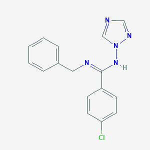 molecular formula C16H14ClN5 B259111 N'-benzyl-4-chloro-N-(1H-1,2,4-triazol-1-yl)benzenecarboximidamide 