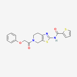 molecular formula C19H17N3O3S2 B2591143 N-(5-(2-phenoxyacetyl)-4,5,6,7-tetrahydrothiazolo[5,4-c]pyridin-2-yl)thiophene-2-carboxamide CAS No. 1351618-34-2