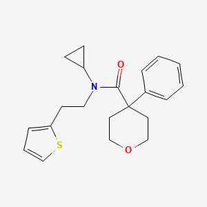 molecular formula C21H25NO2S B2591144 N-cyclopropyl-4-phenyl-N-(2-(thiophen-2-yl)ethyl)tetrahydro-2H-pyran-4-carboxamide CAS No. 1396853-75-0